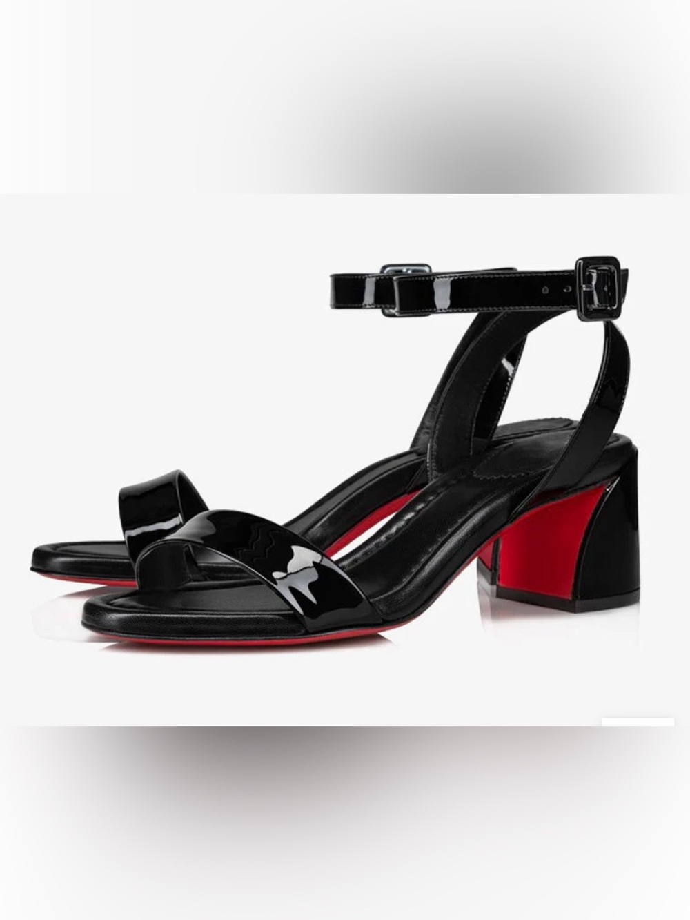 NWT Christian Louboutin Miss Sabina 55mm Black Patent Sandals Sz 38 Full Set